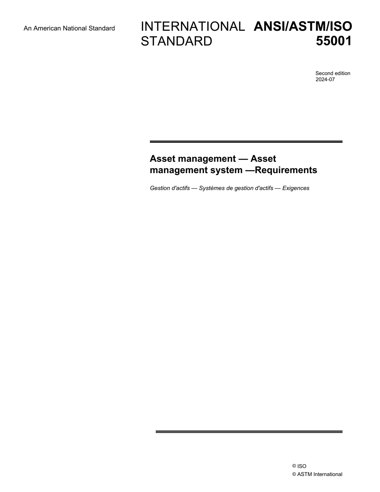 Первая страница стандарта ASTM ANSIASTMISO55001-24