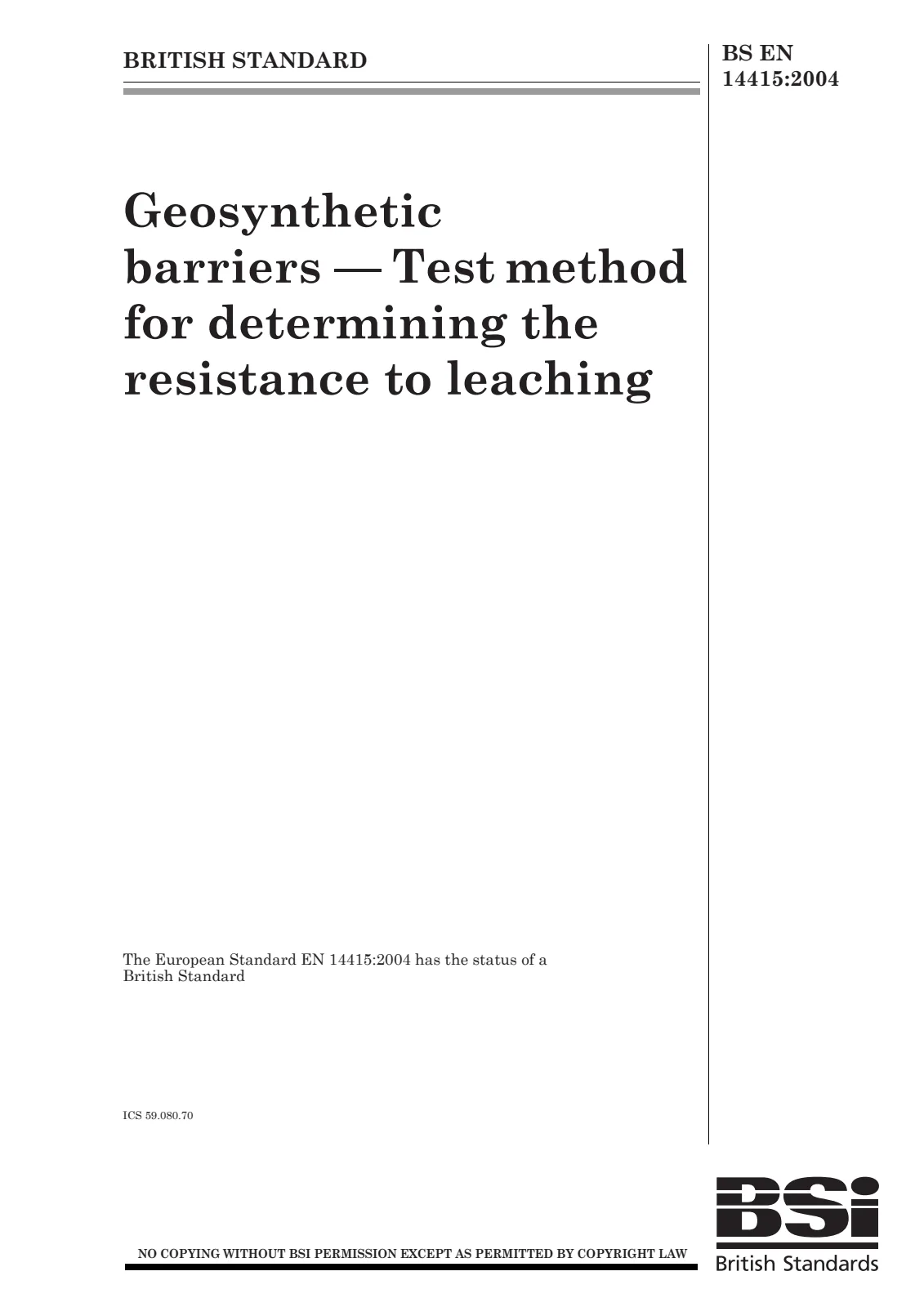 First page of standard BS EN 14415:2004