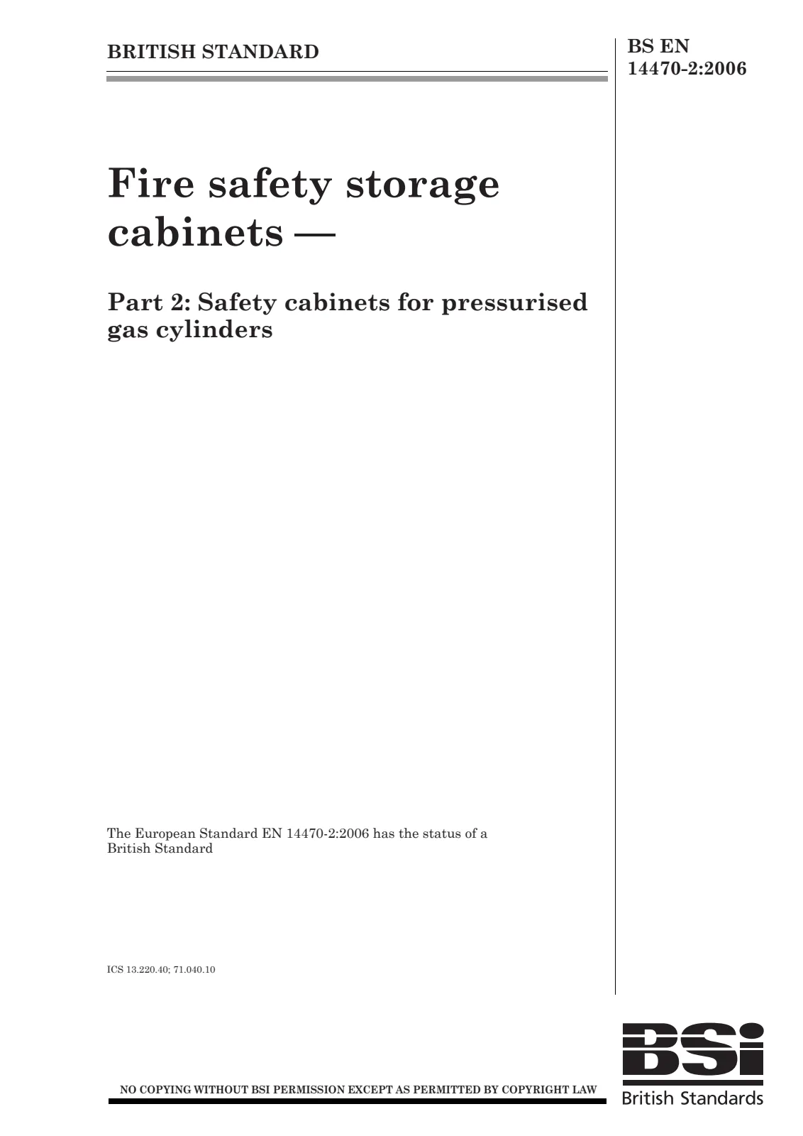 First page of standard BS EN 14470-2:2006