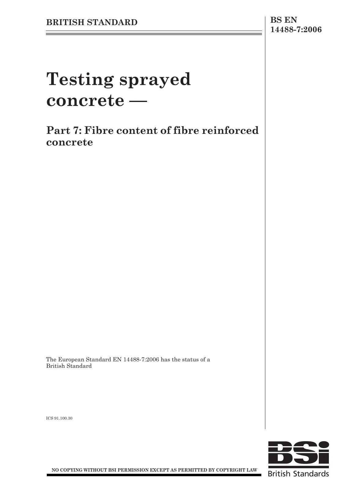 First page of standard BS EN 14488-7:2006
