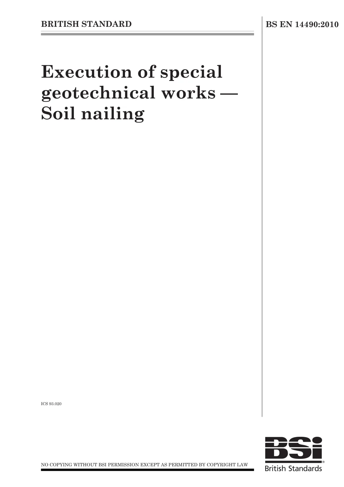 First page of standard BS EN 14490:2010