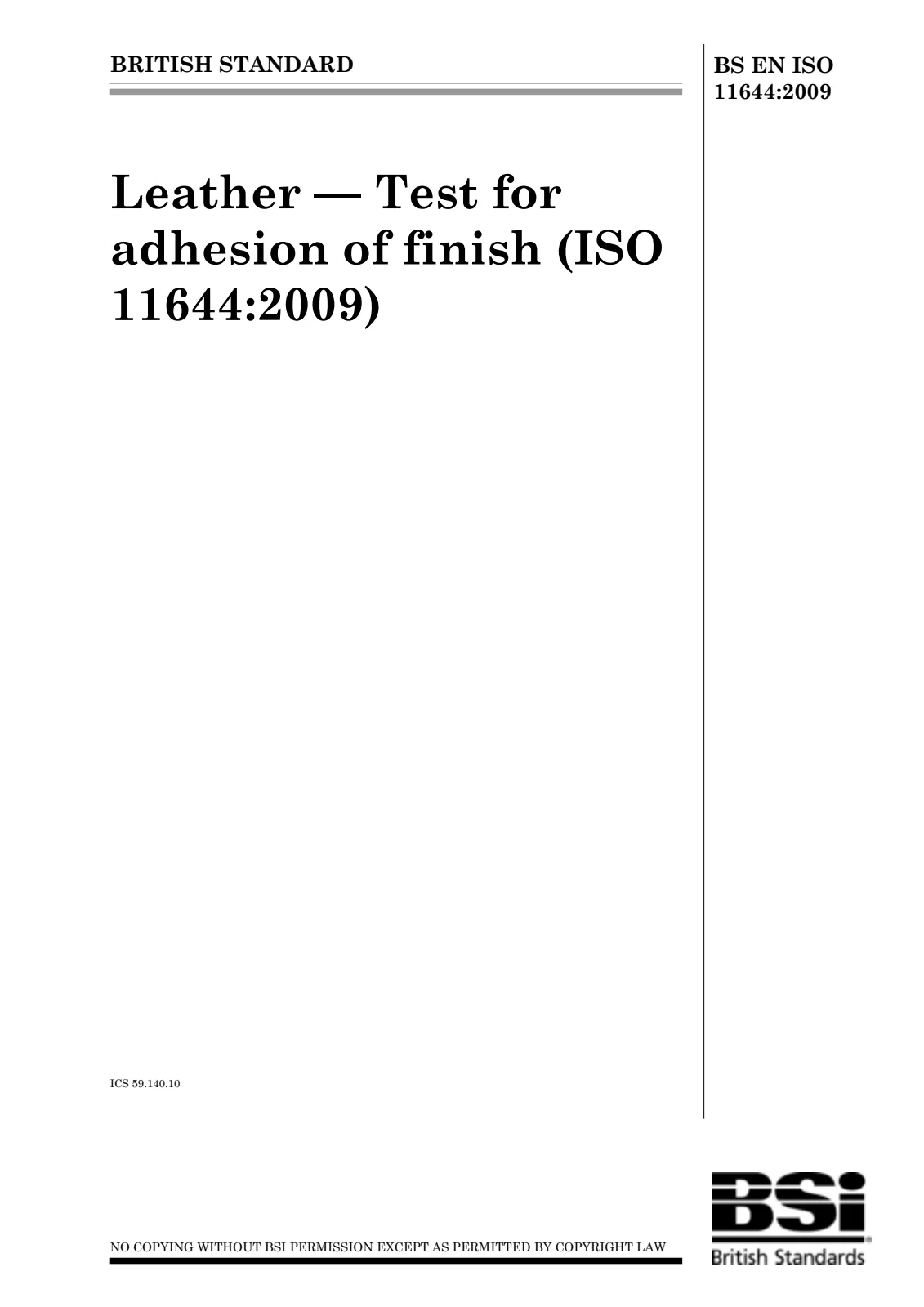 Первая страница стандарта BS EN ISO 11644:2009