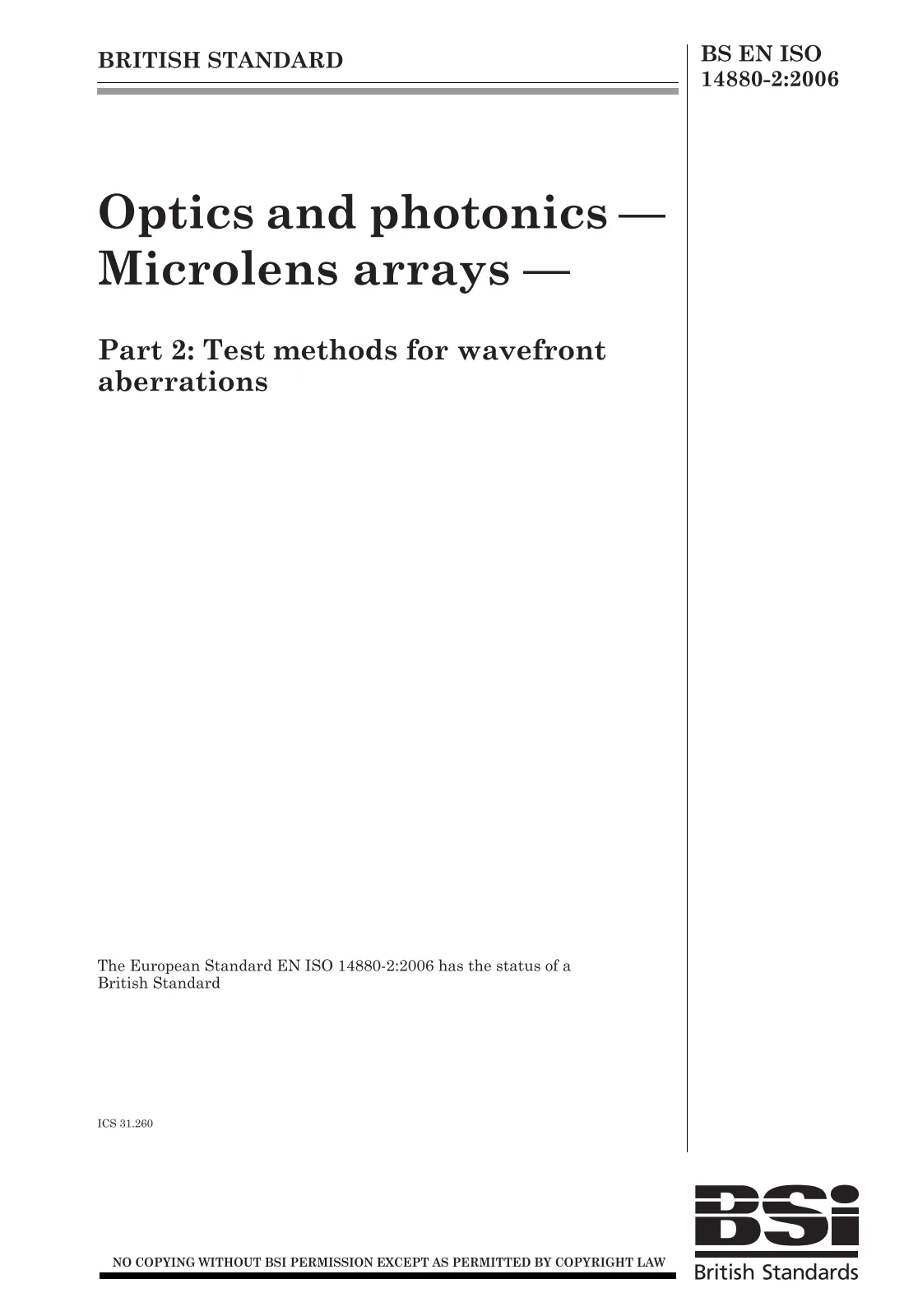 First page of standard BS EN ISO 14880-2:2006