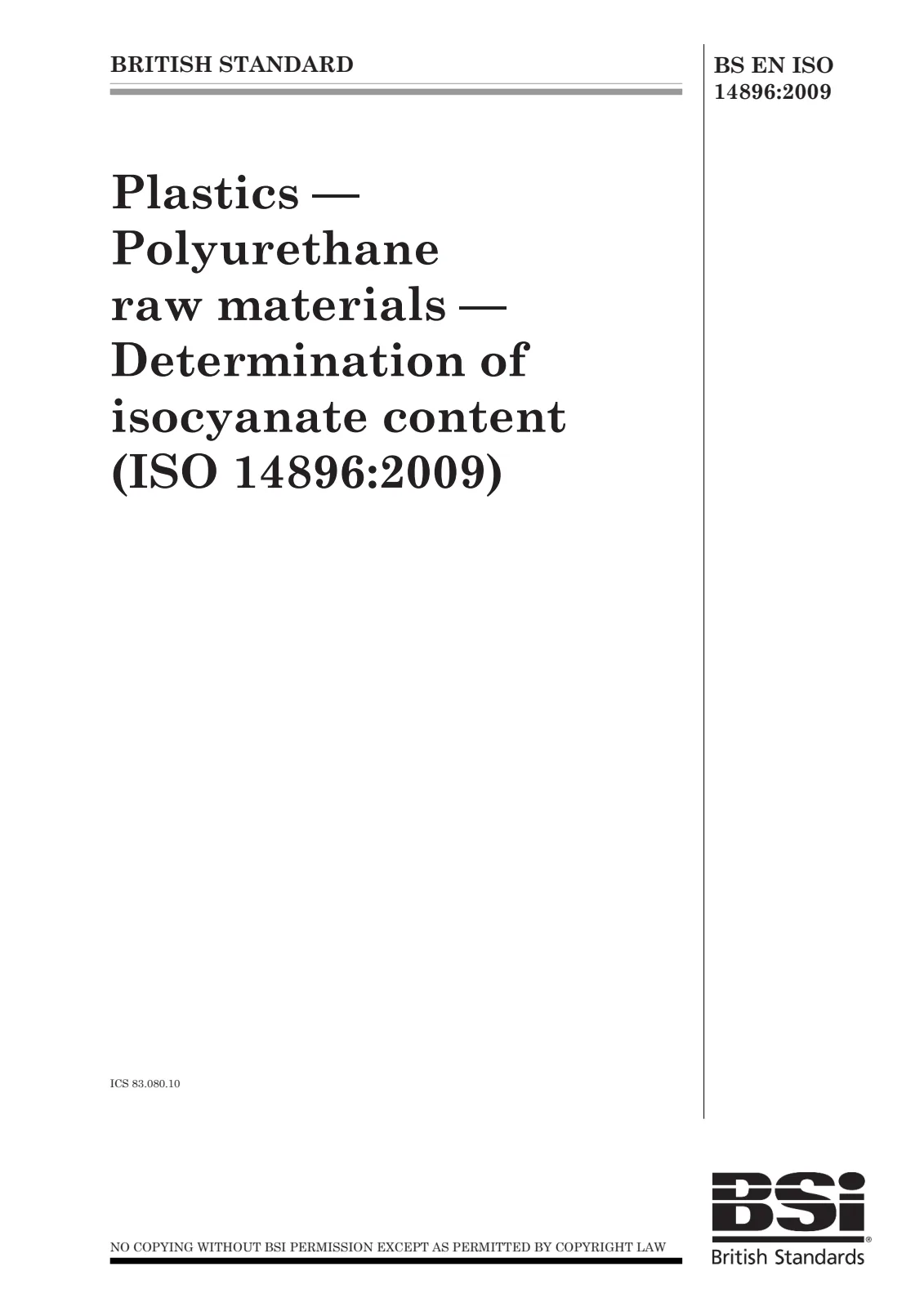 Первая страница стандарта BS EN ISO 14896:2009