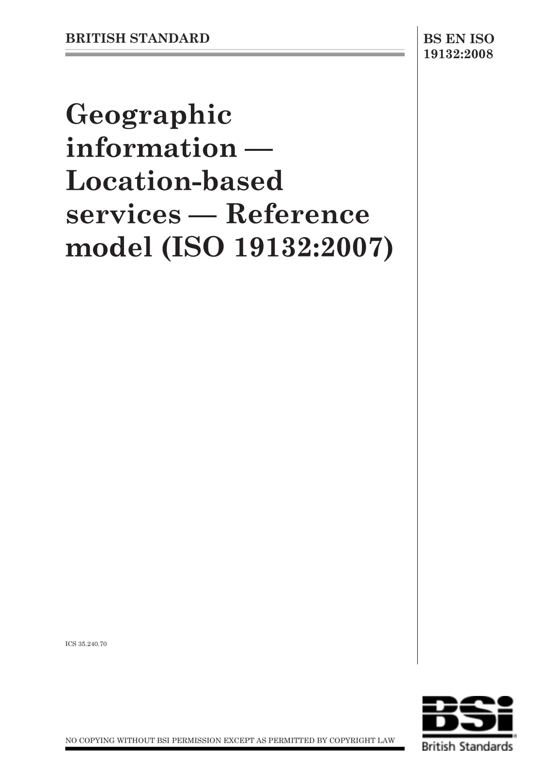 Первая страница стандарта BS EN ISO 19132:2008