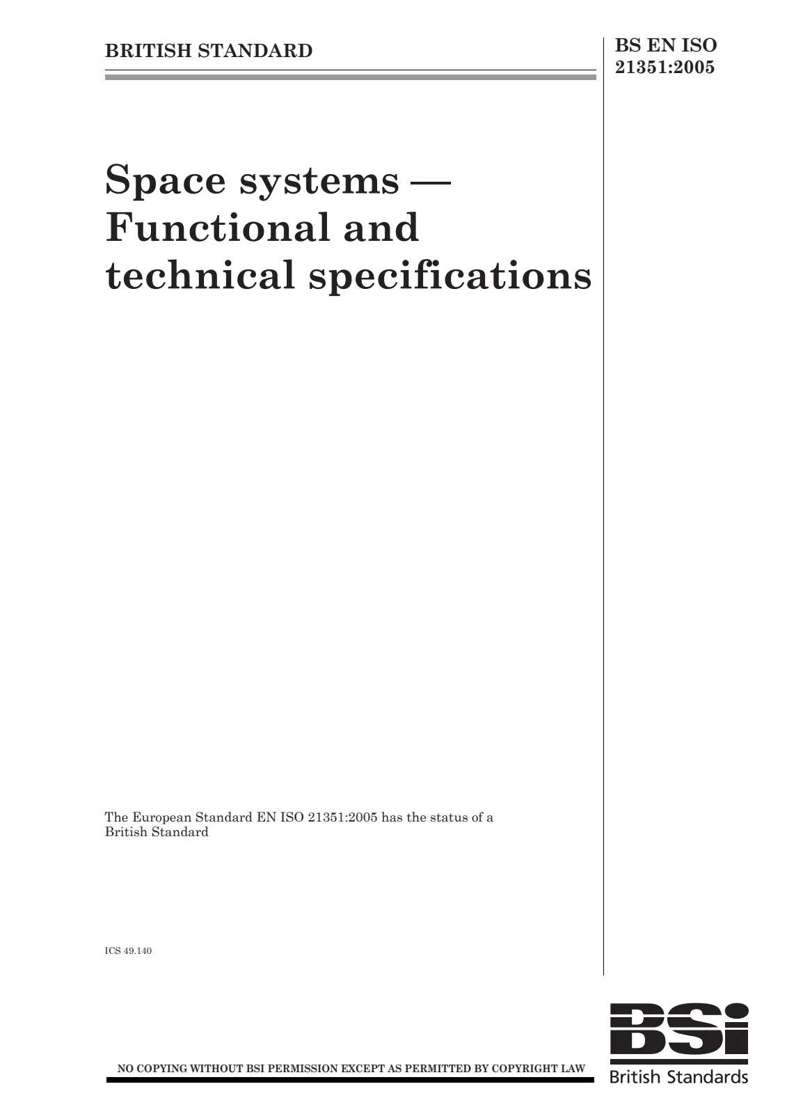 First page of standard BS EN ISO 21351:2005