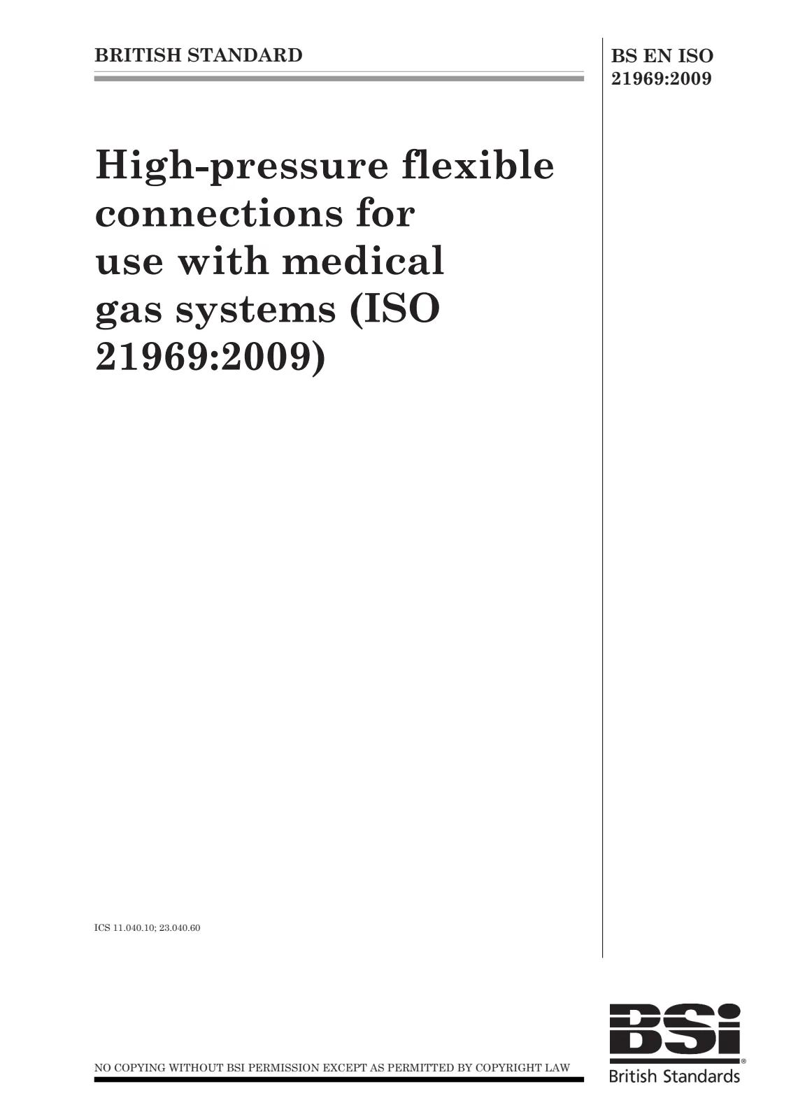 Первая страница стандарта BS EN ISO 21969:2009