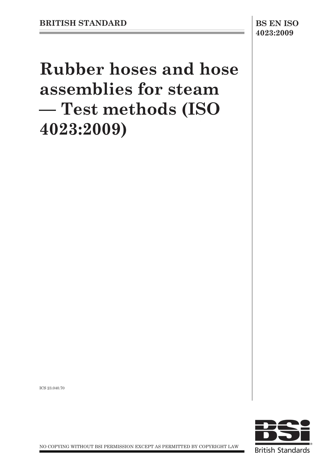 First page of standard BS EN ISO 4023:2009