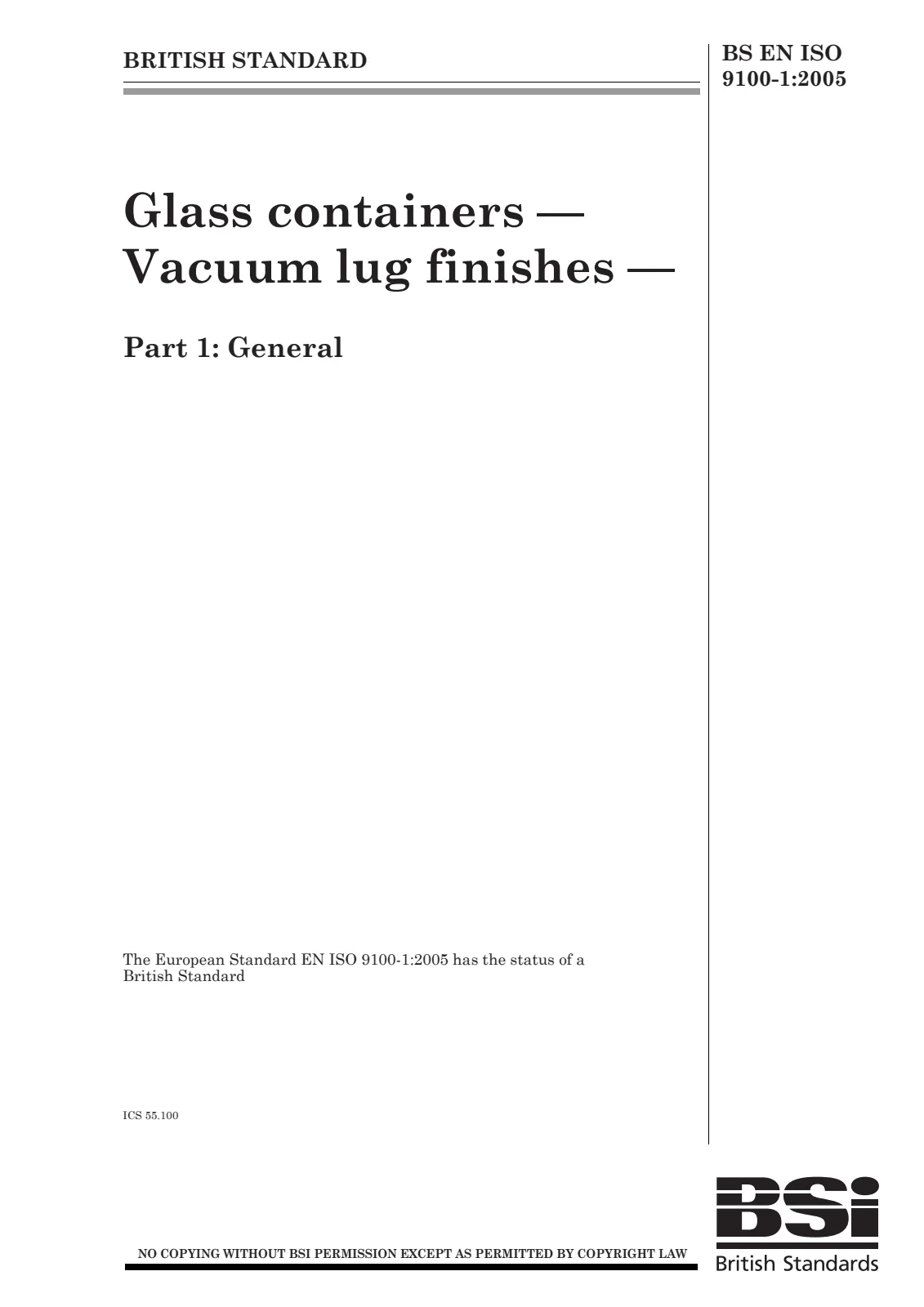 First page of standard BS EN ISO 9100-1:2005