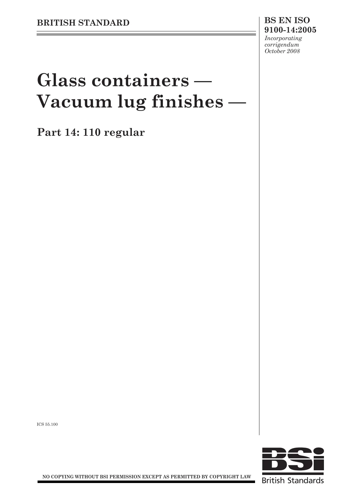 First page of standard BS EN ISO 9100-14:2005