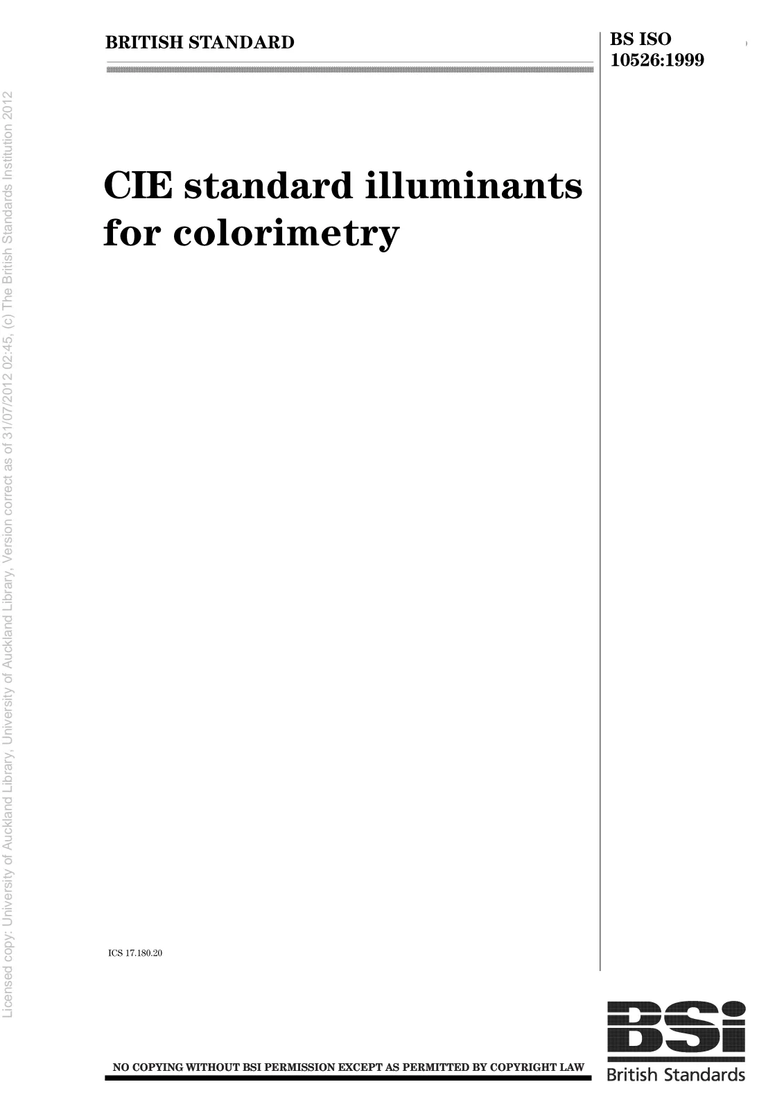 Первая страница стандарта BS ISO 10526:1999