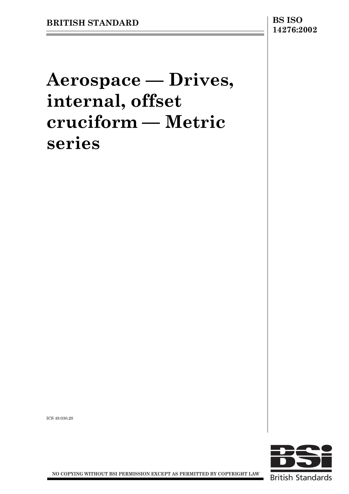 First page of standard BS ISO 14276:2002