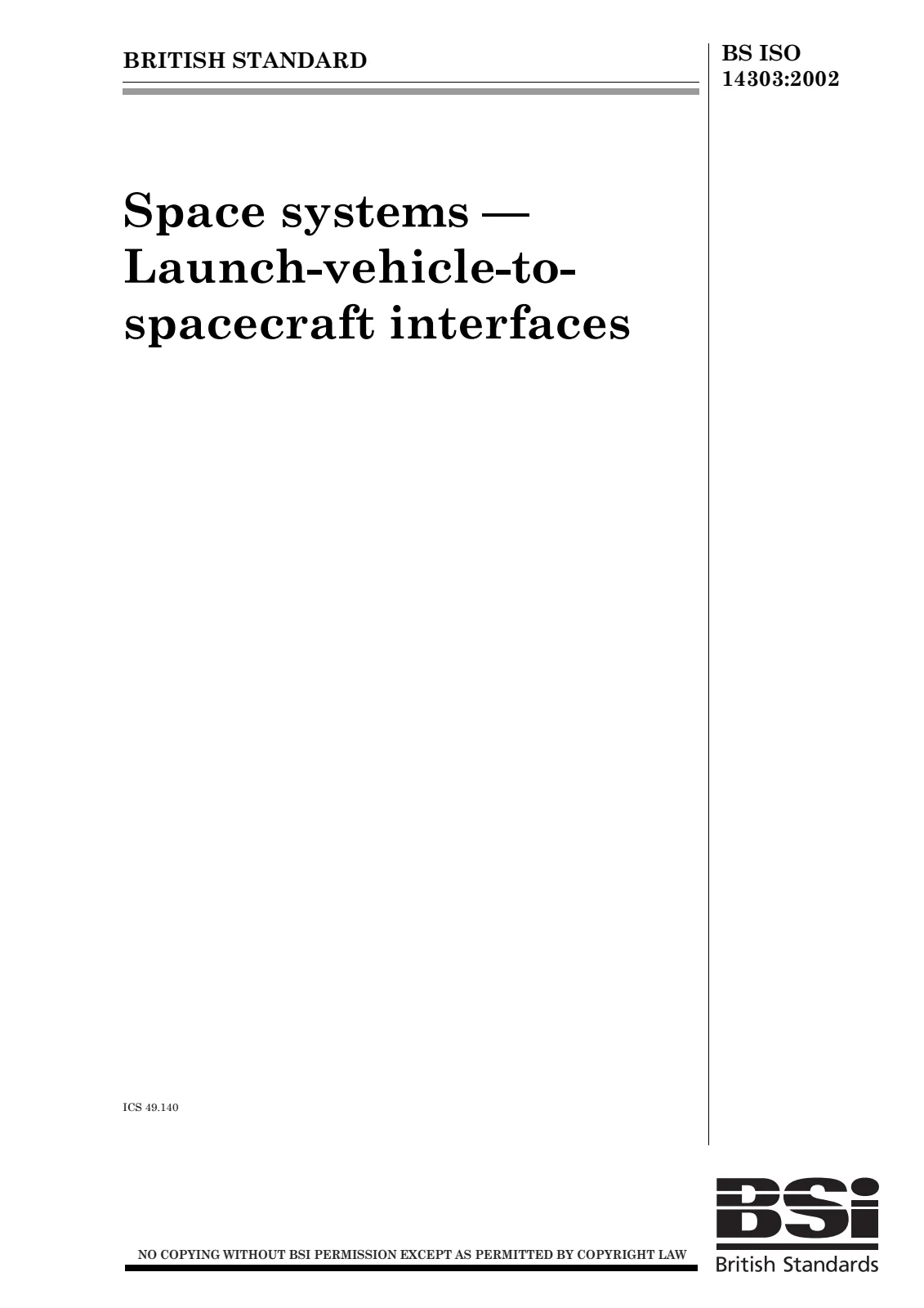 First page of standard BS ISO 14303:2002