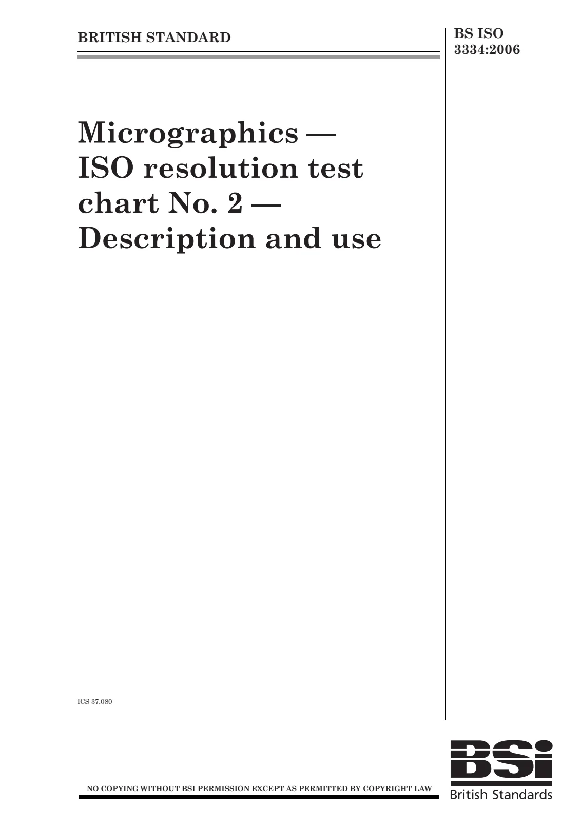 Первая страница стандарта BS ISO 3334:2006