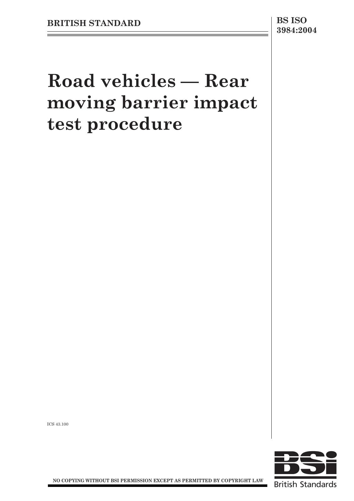 First page of standard BS ISO 3984:2004