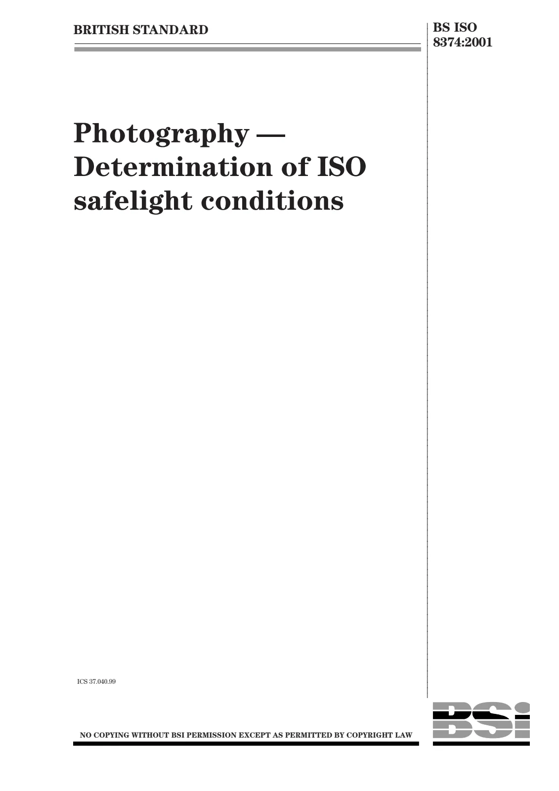 Первая страница стандарта BS ISO 8374:2001