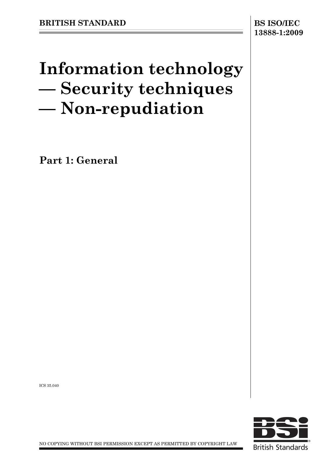 Первая страница стандарта BS ISO/IEC 13888-1:2009