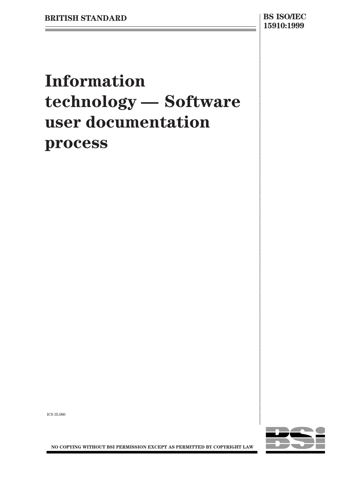 Первая страница стандарта BS ISO/IEC 15910:1999