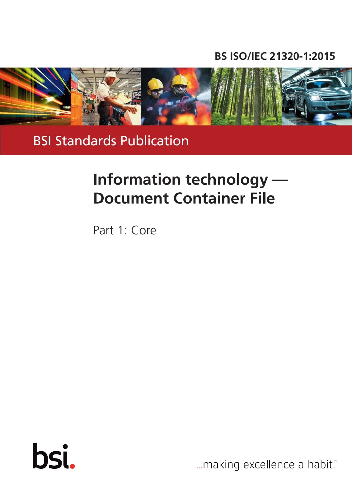 First page of standard BS ISO/IEC 21320-1:2015