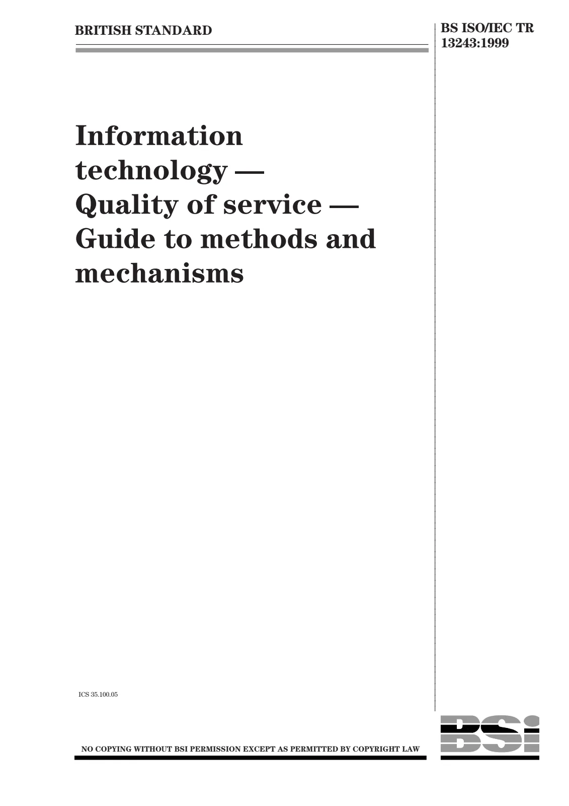 Первая страница стандарта BS ISO/IEC TR 13243:1999