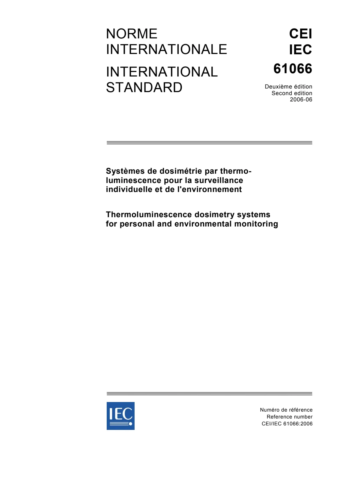 Первая страница стандарта IEC 61066:2006