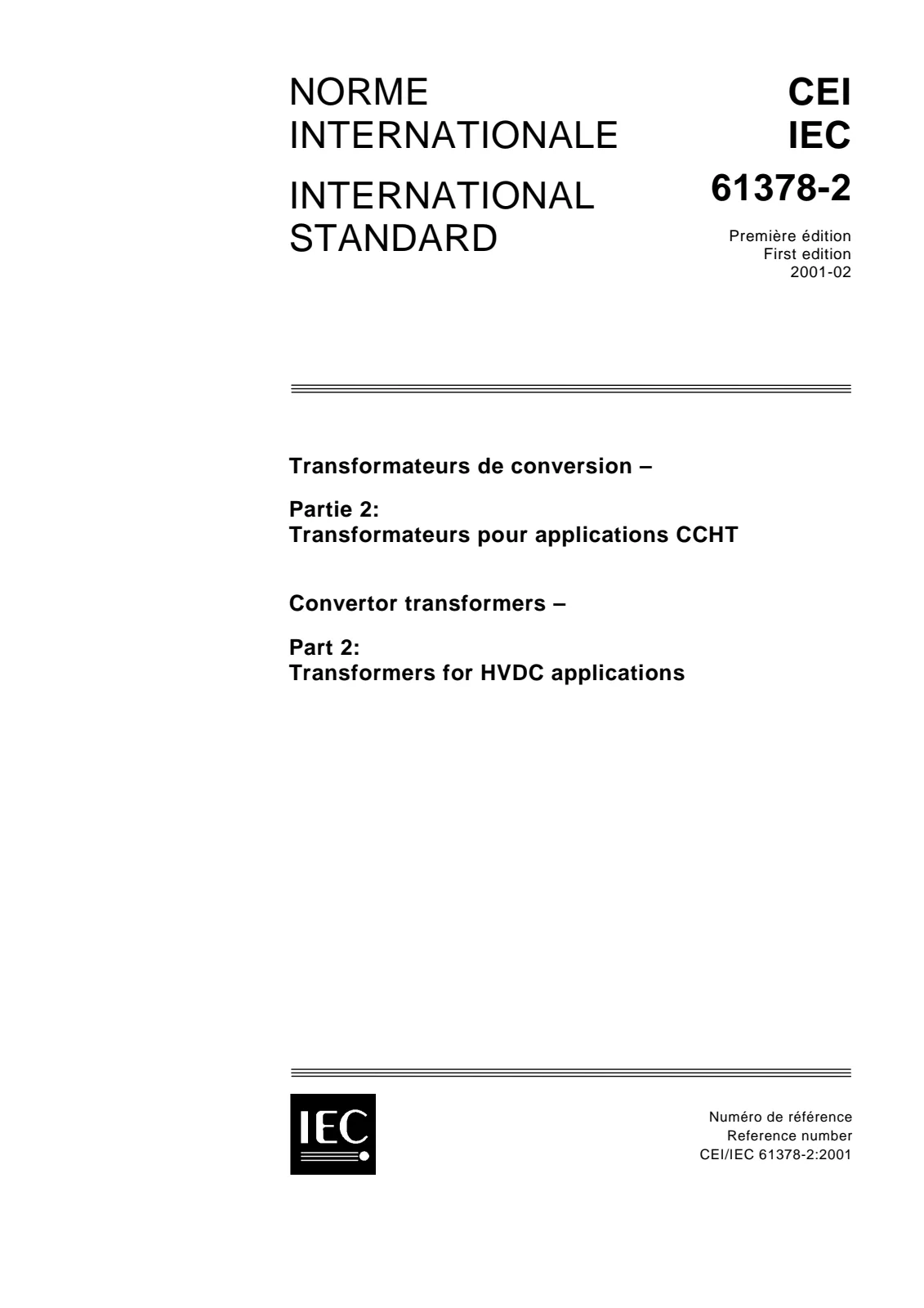 Первая страница стандарта IEC 61378-2:2001