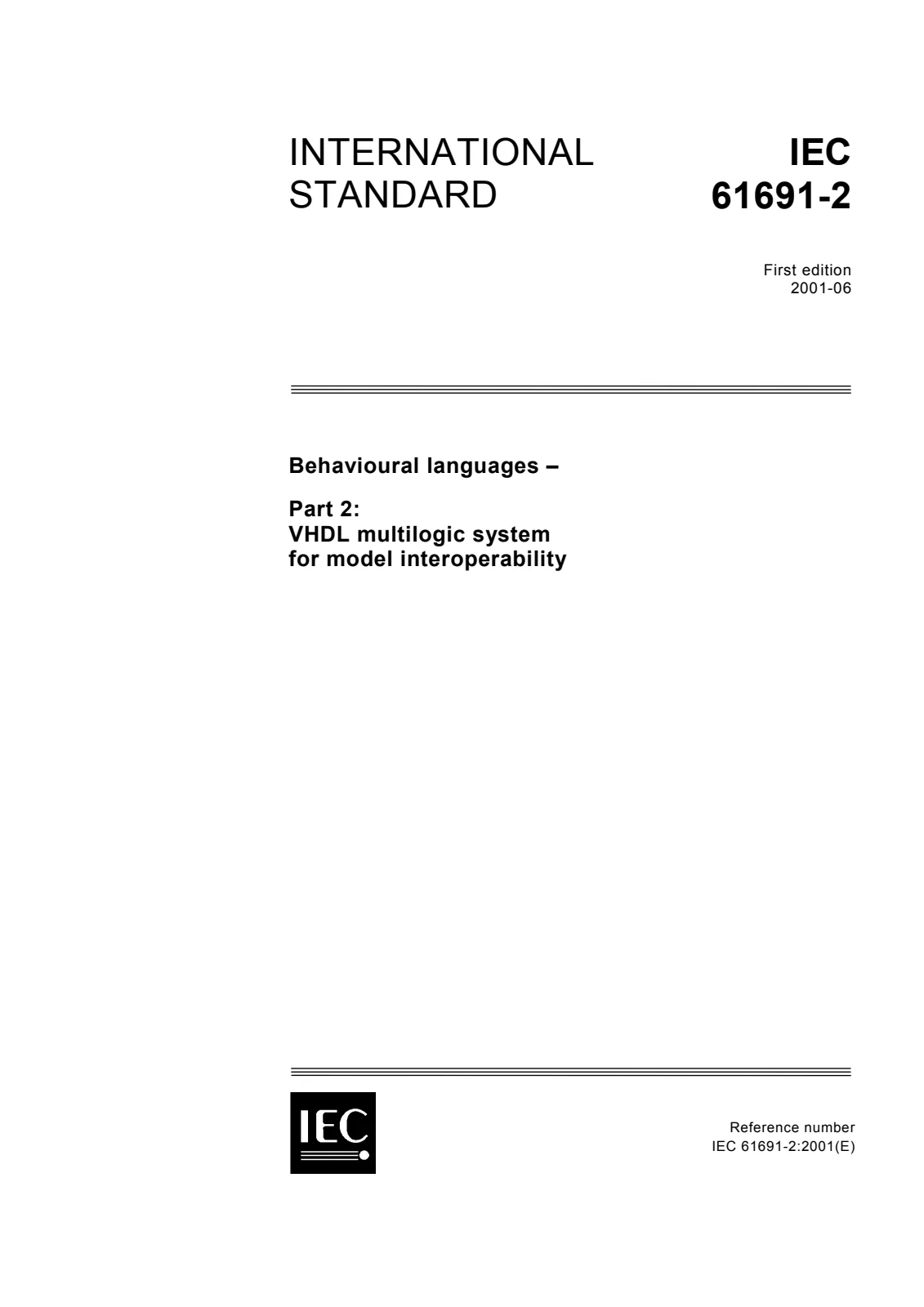 First page of standard IEC 61691-2:2001