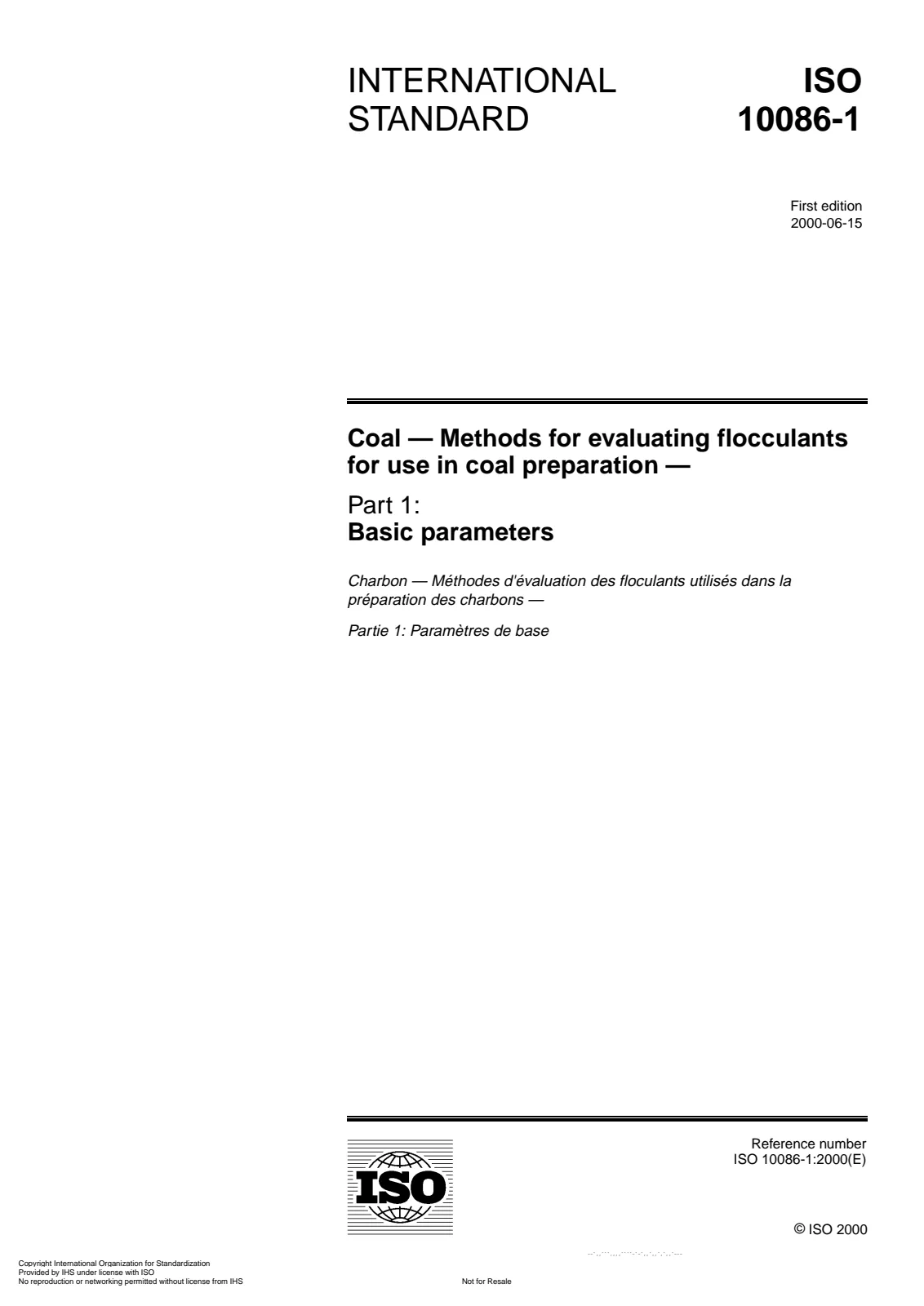 Первая страница стандарта ISO 10086-1:2000