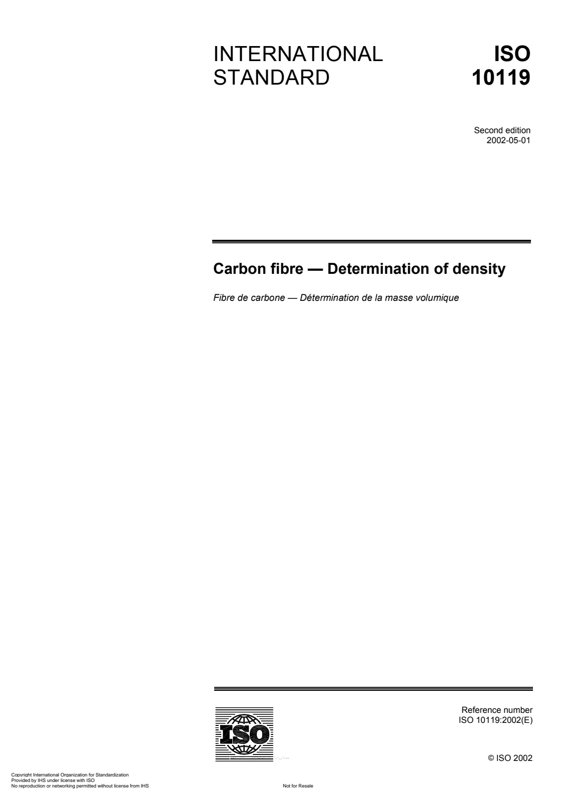 First page of standard ISO 10119:2002