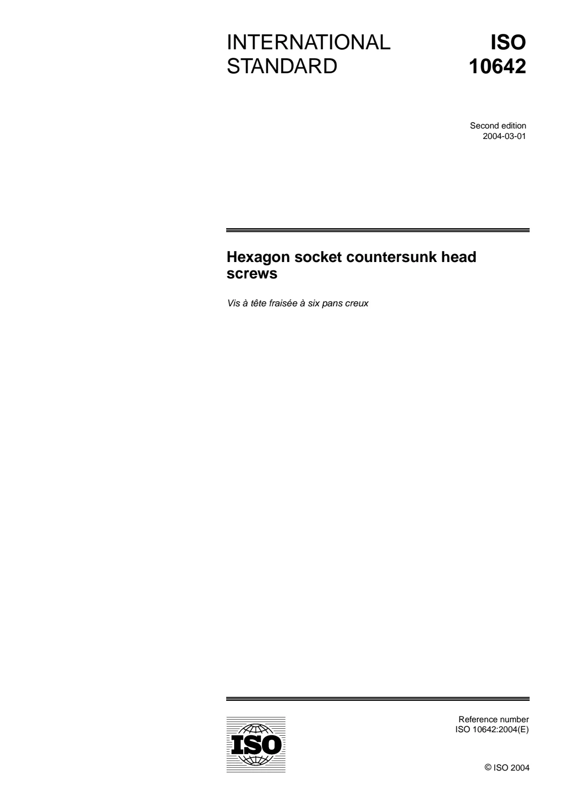 Первая страница стандарта ISO 10642:2004