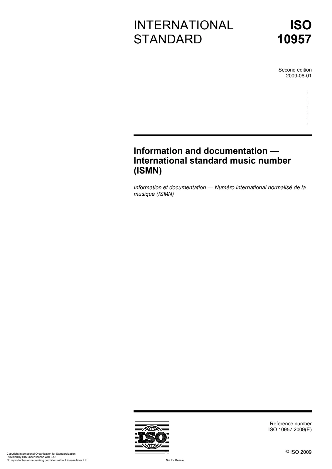 Первая страница стандарта ISO 10957:2009