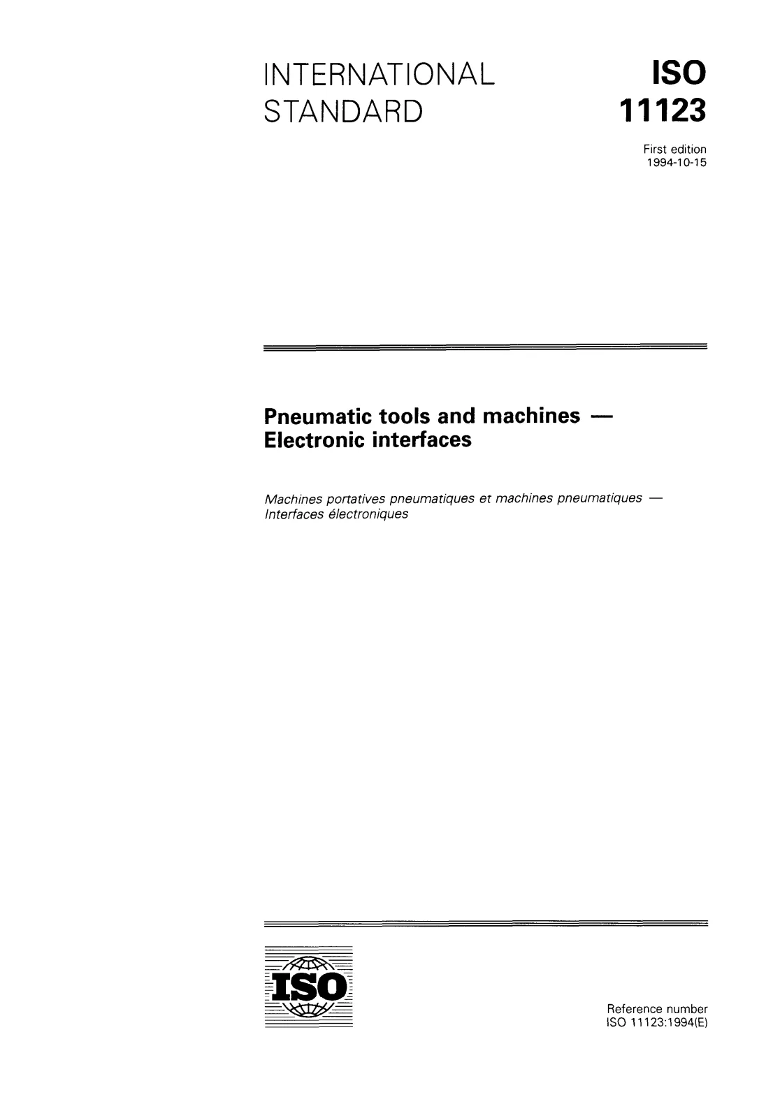 First page of standard ISO 11123:1994