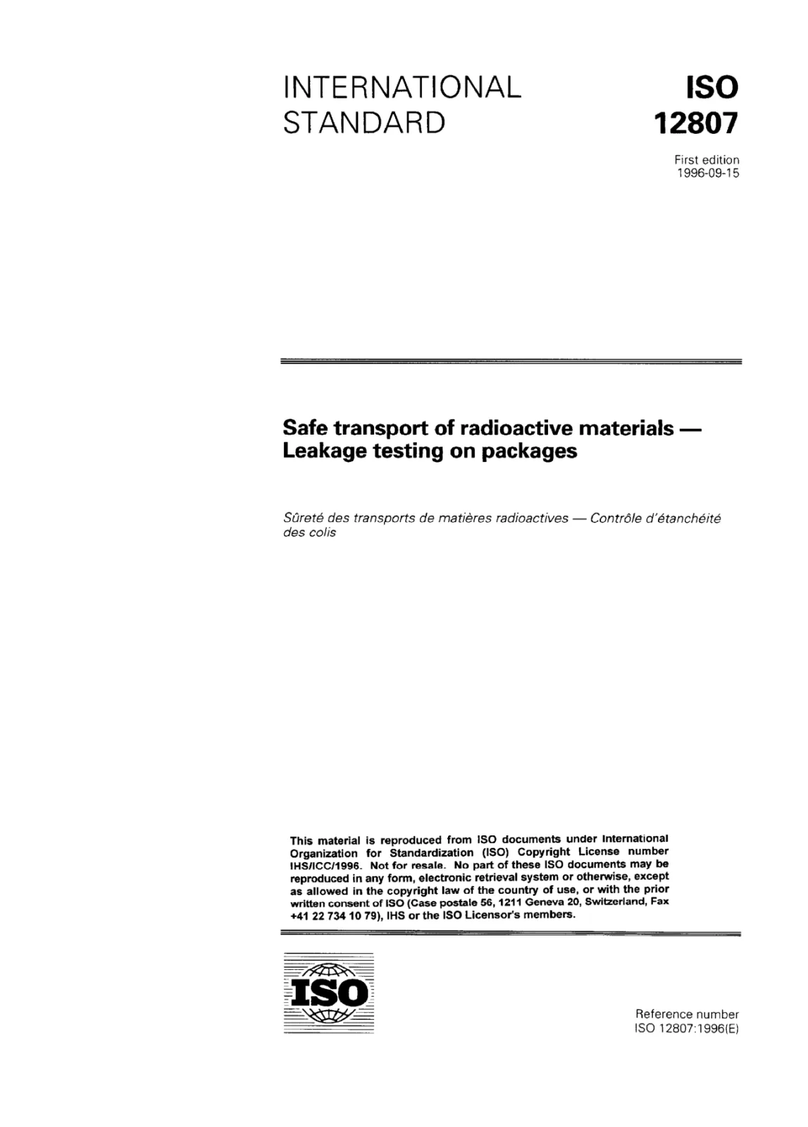 Первая страница стандарта ISO 12807:1996