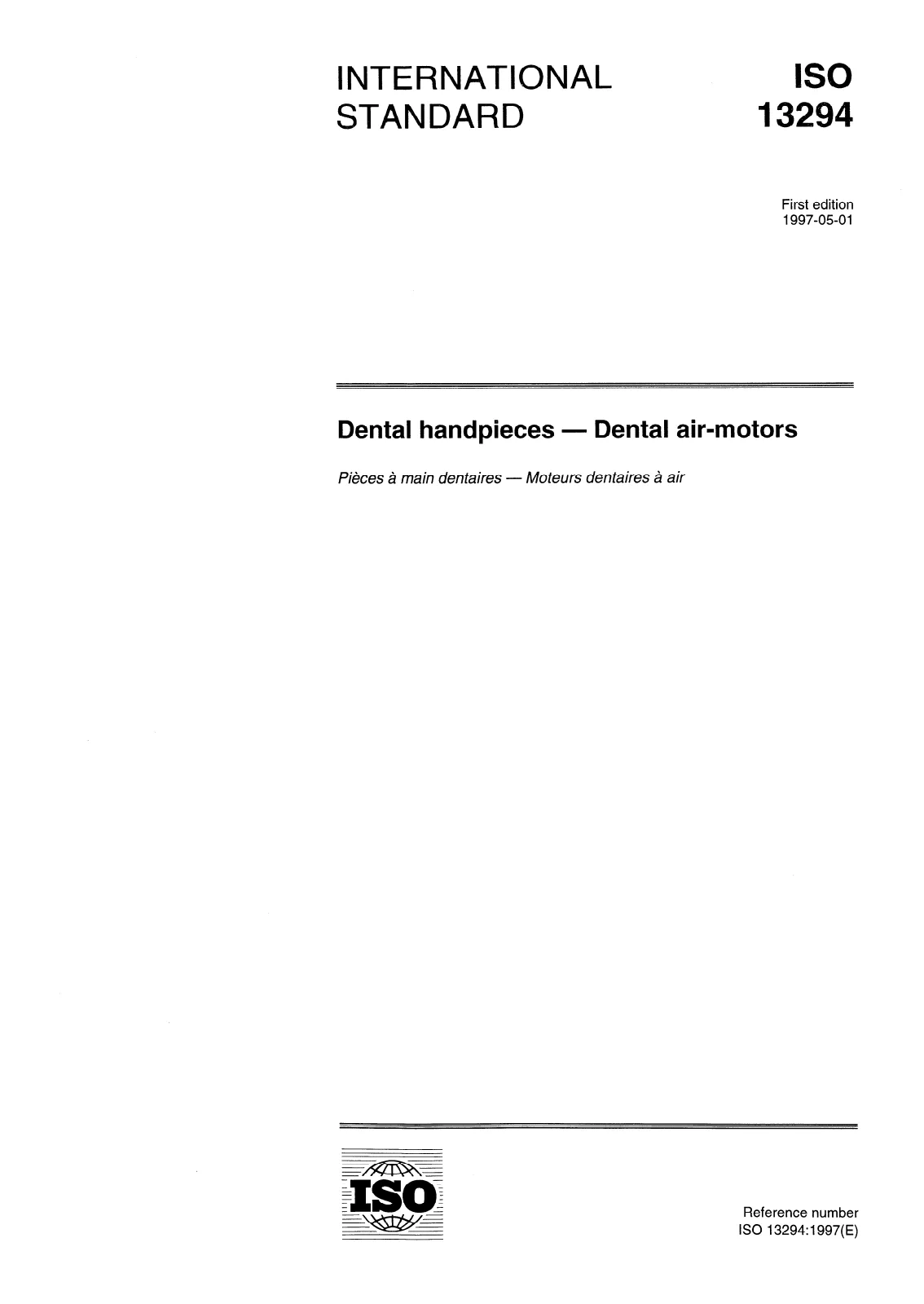 First page of standard ISO 13294:1997
