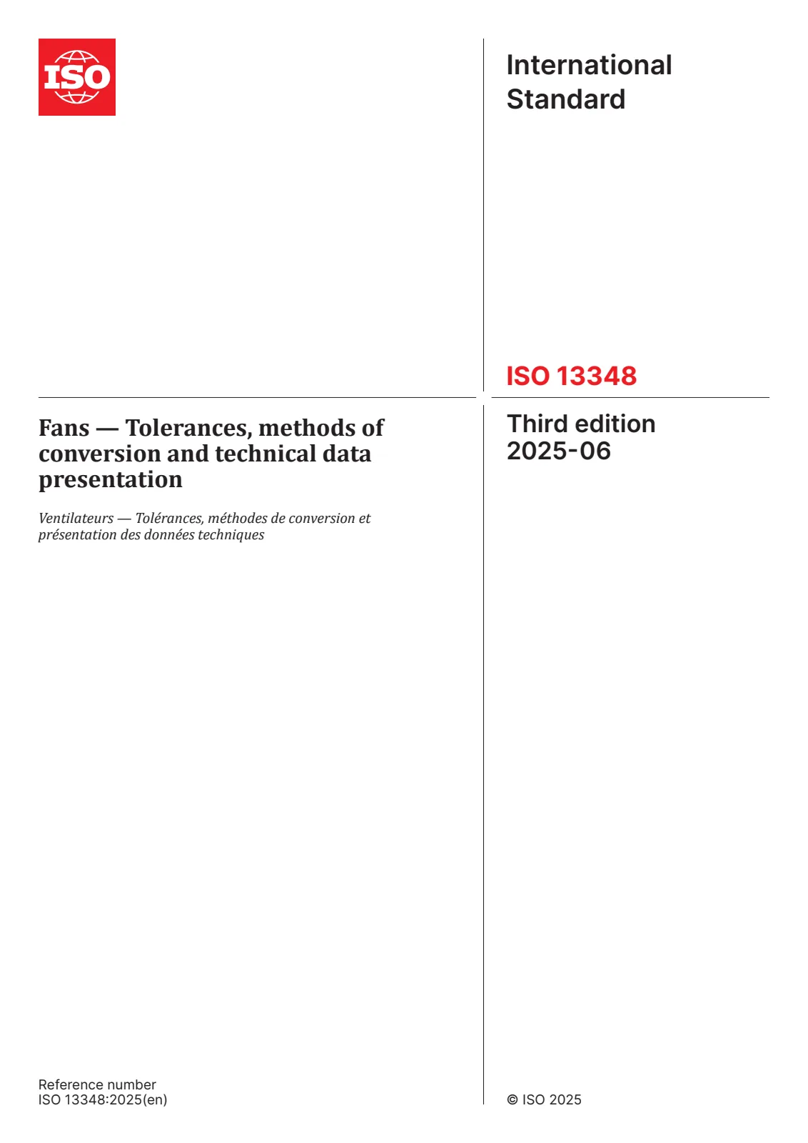 First page of standard ISO 13348:2025