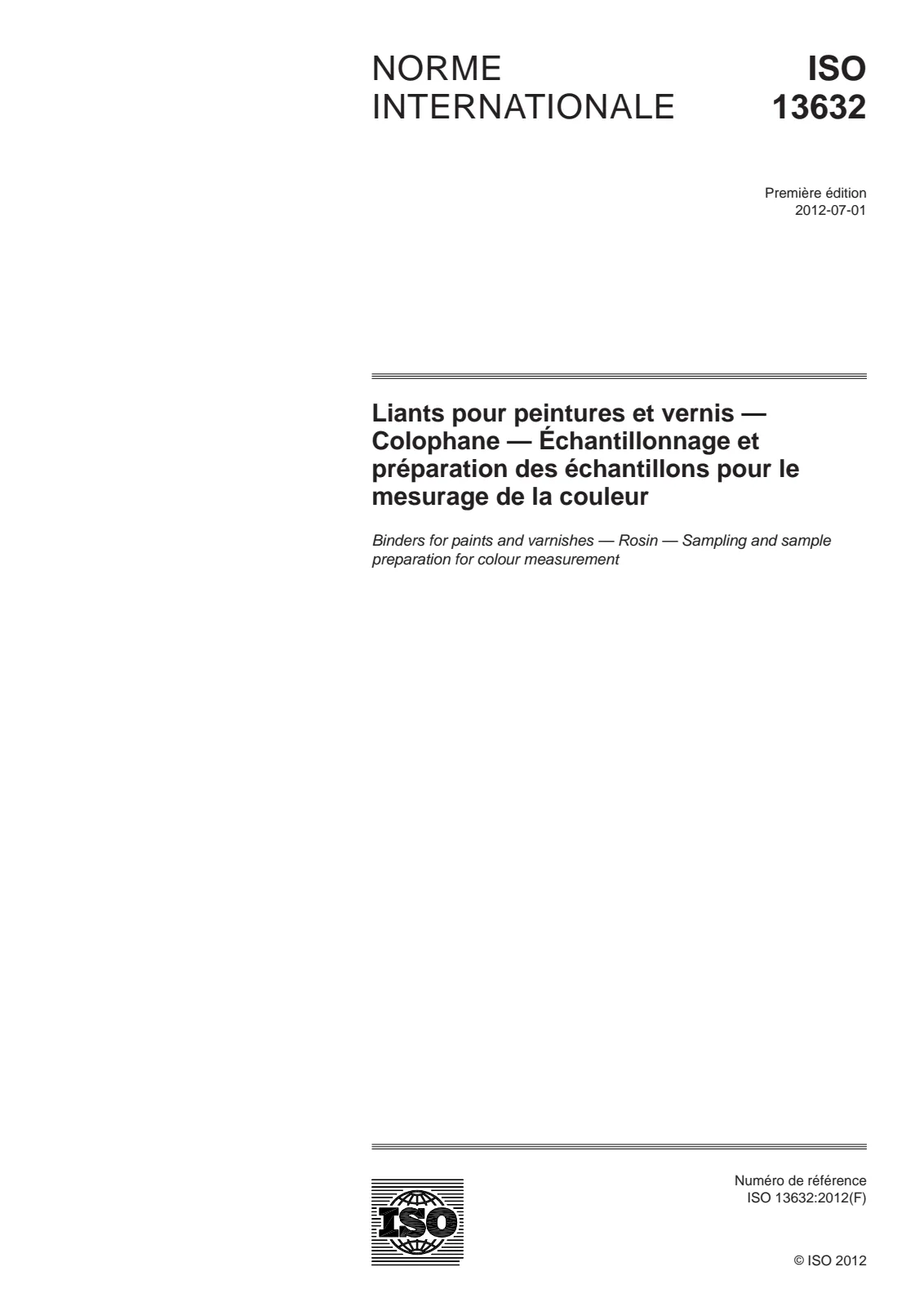 First page of standard ISO 13632:2012
