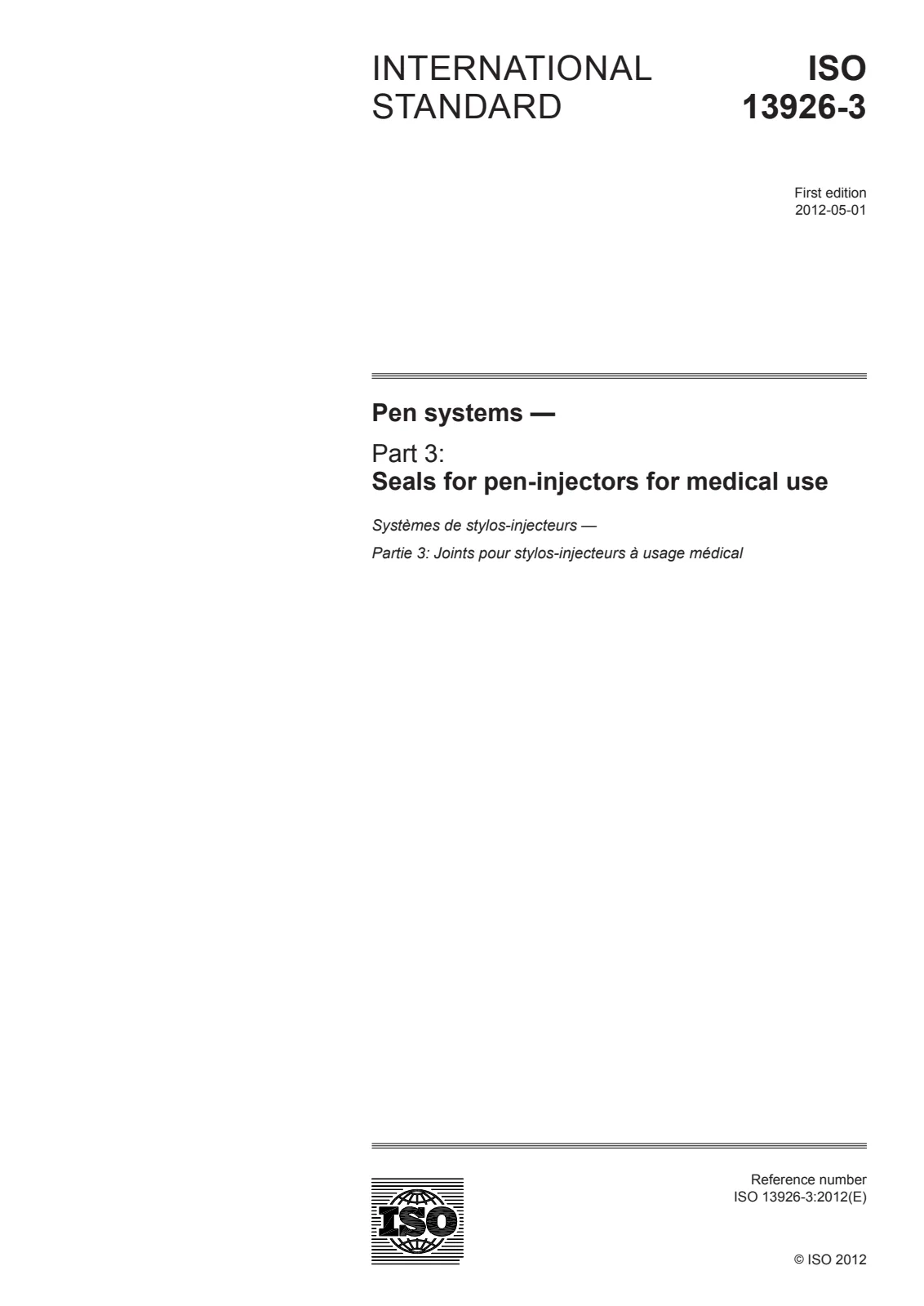 First page of standard ISO 13926-3:2012
