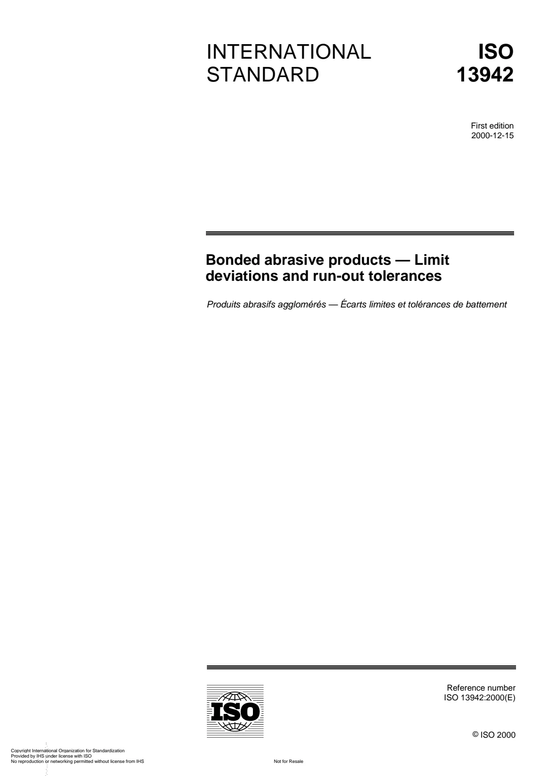 First page of standard ISO 13942:2000