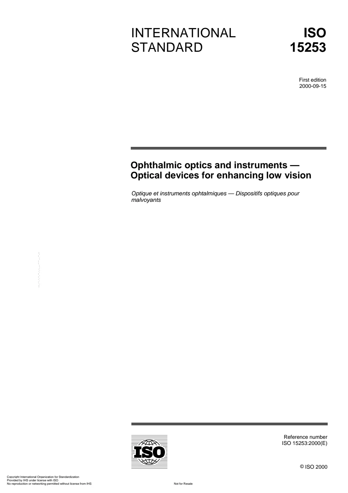 First page of standard ISO 15253:2000