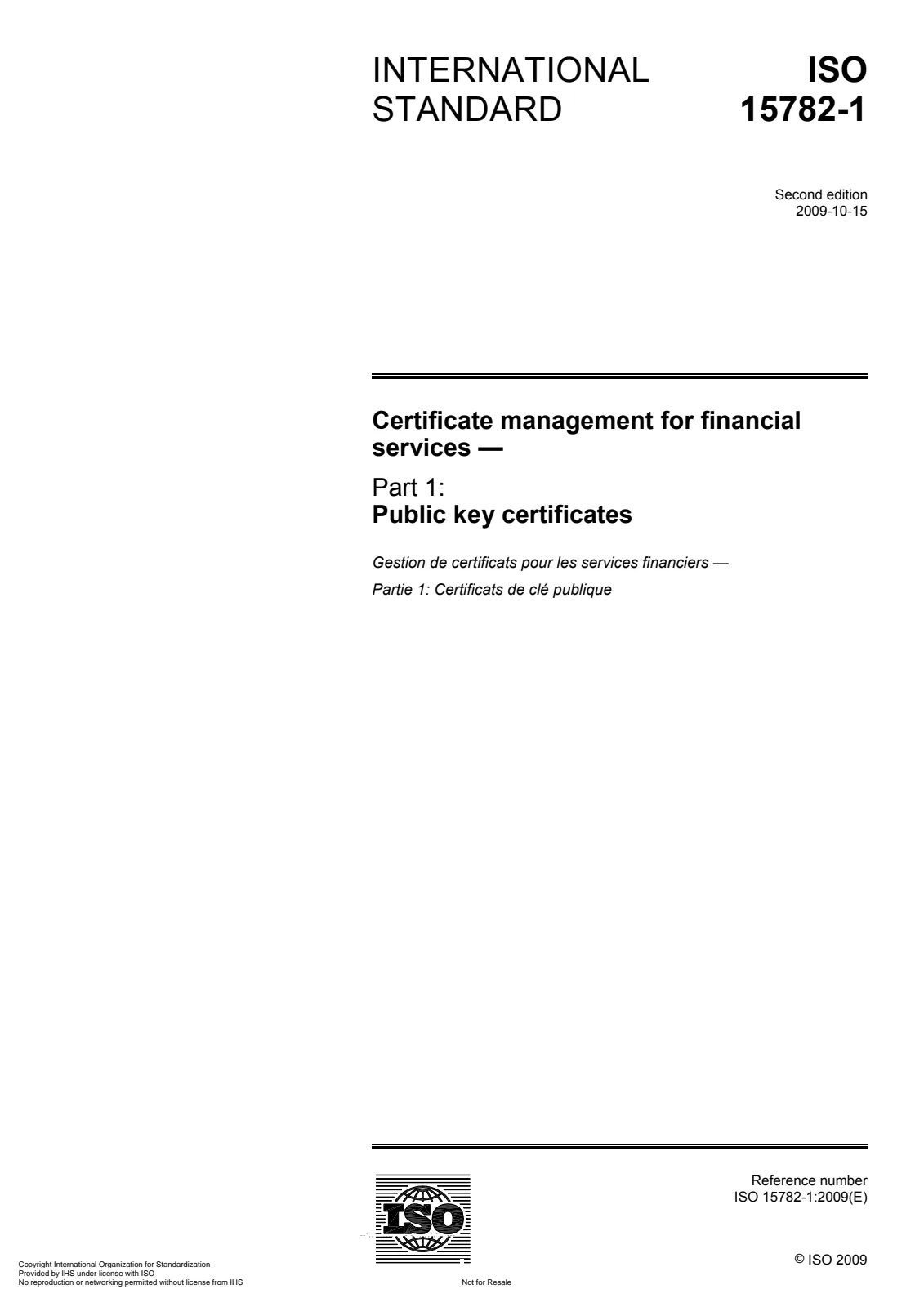 Первая страница стандарта ISO 15782-1:2009