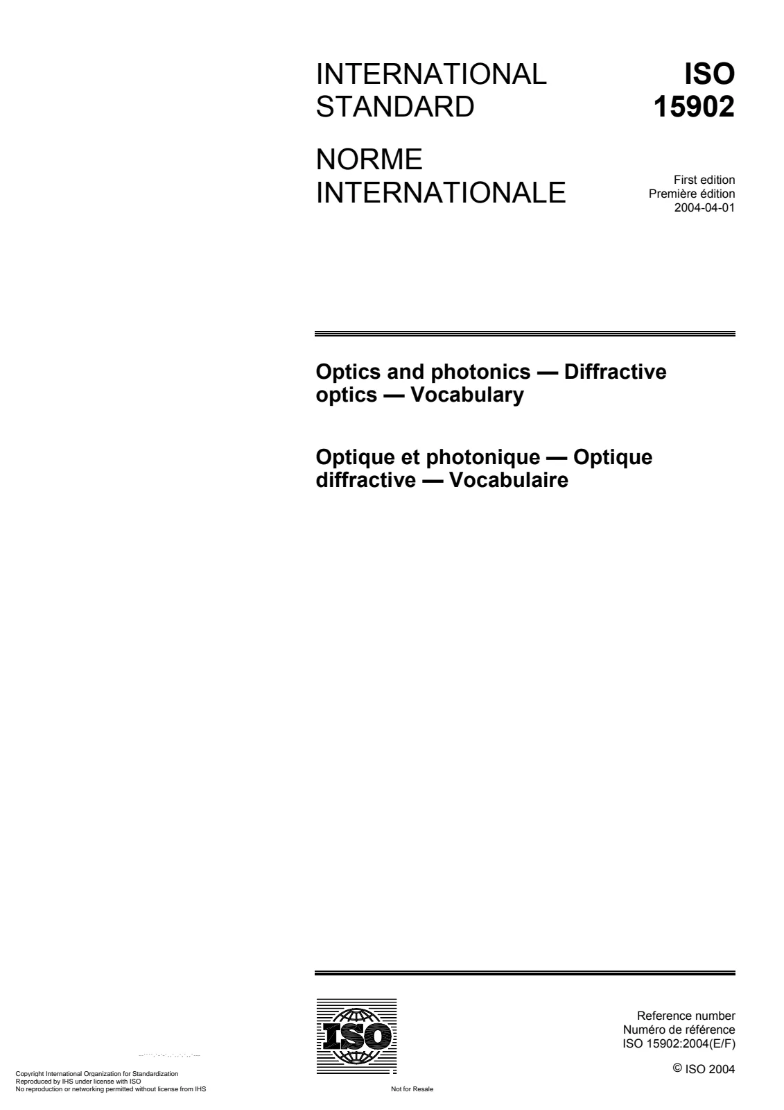 First page of standard ISO 15902:2004