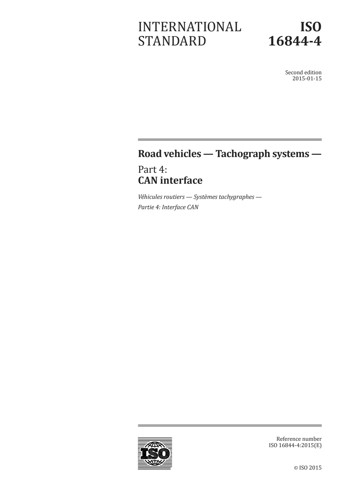 First page of standard ISO 16844-4:2015
