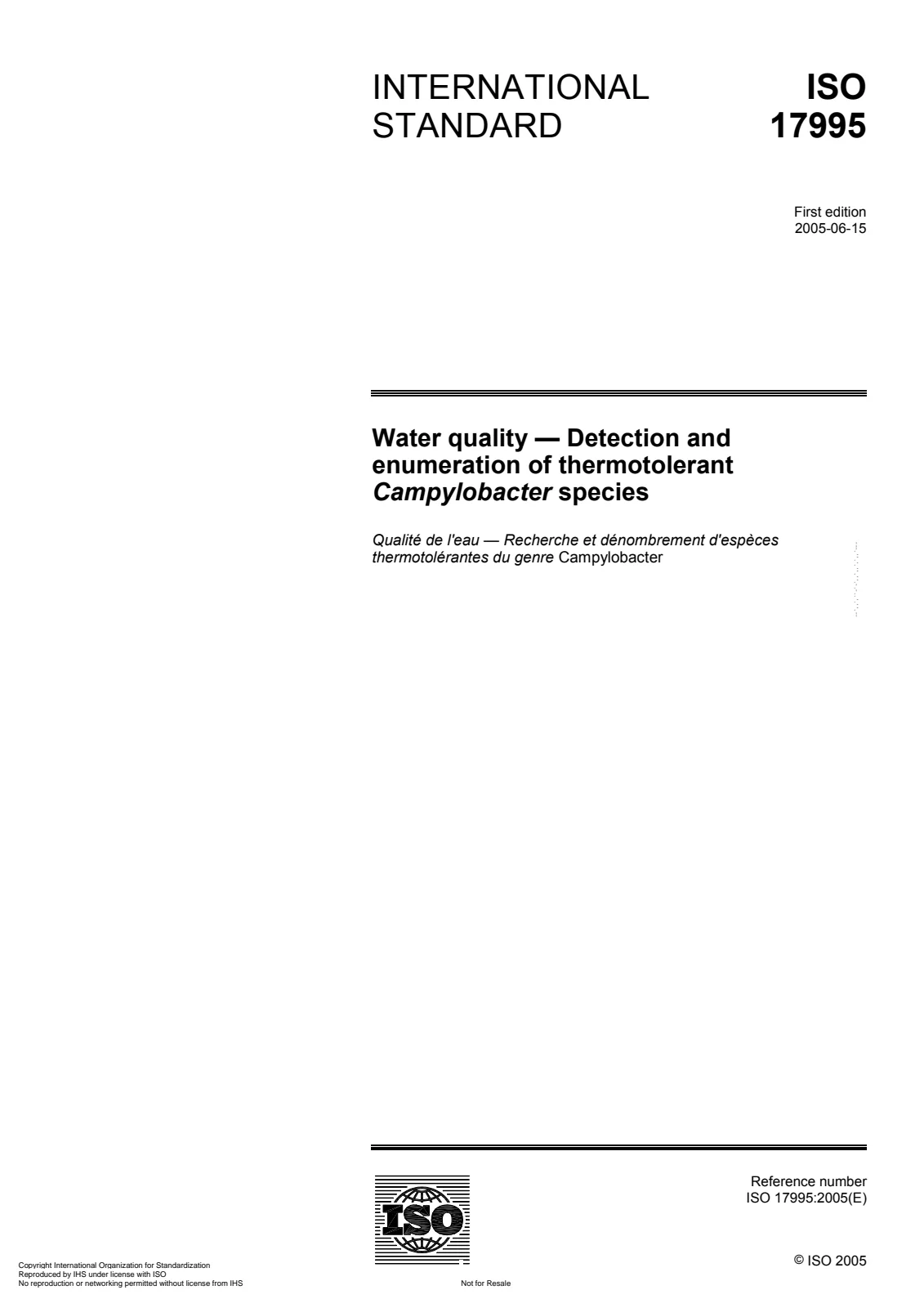 First page of standard ISO 17995:2005
