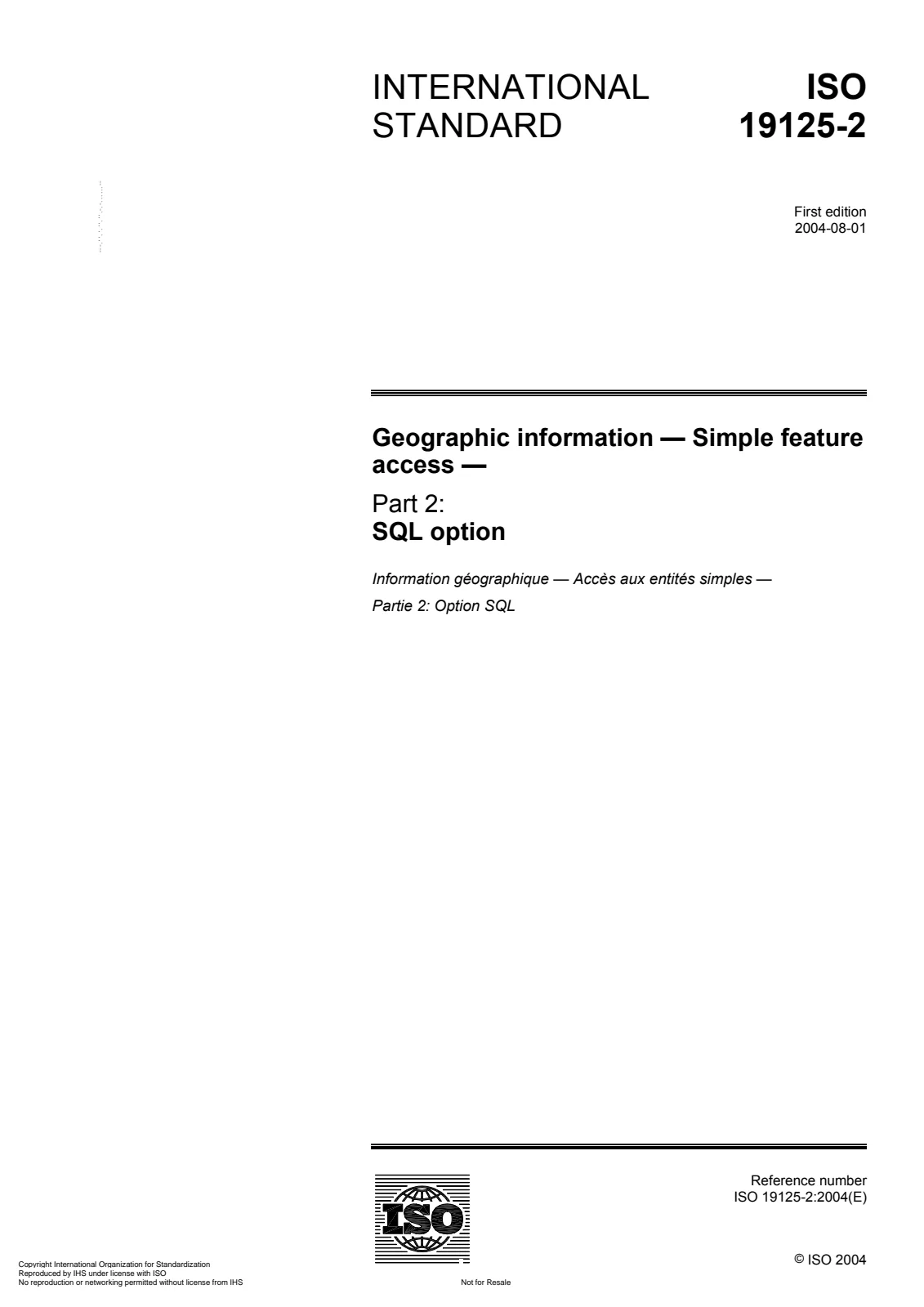 Первая страница стандарта ISO 19125-2:2004