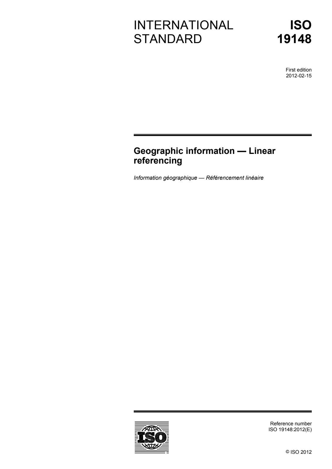 Первая страница стандарта ISO 19148:2012