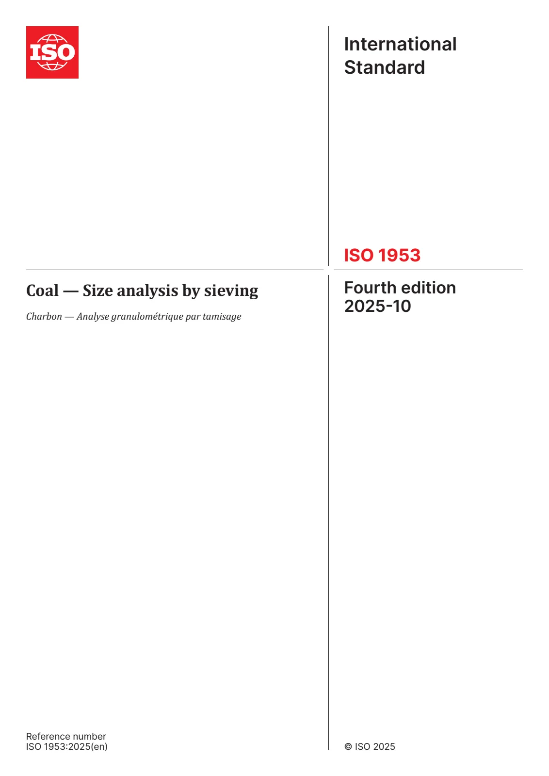 Первая страница стандарта ISO 1953:2025