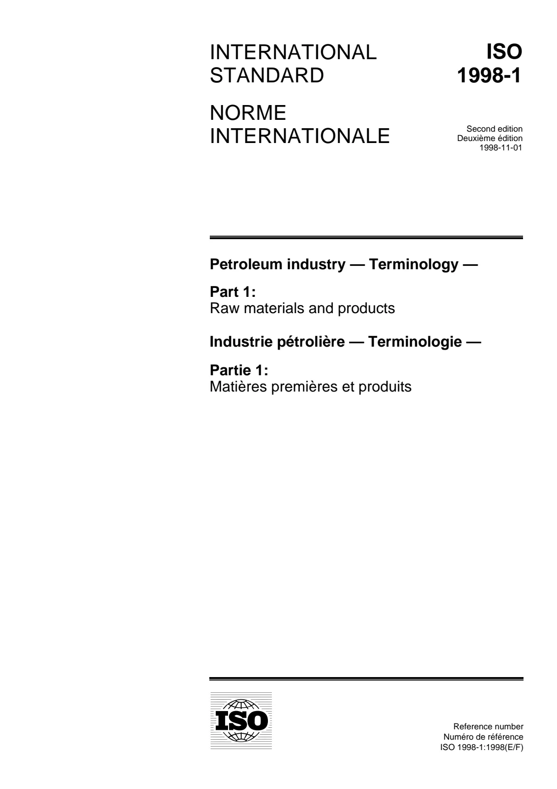 Первая страница стандарта ISO 1998-1:1998