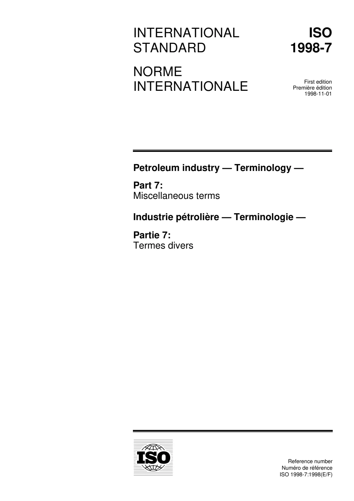 Первая страница стандарта ISO 1998-7:1998