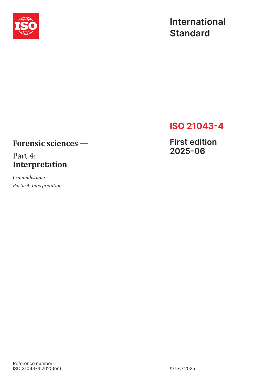 Первая страница стандарта ISO 21043-4:2025