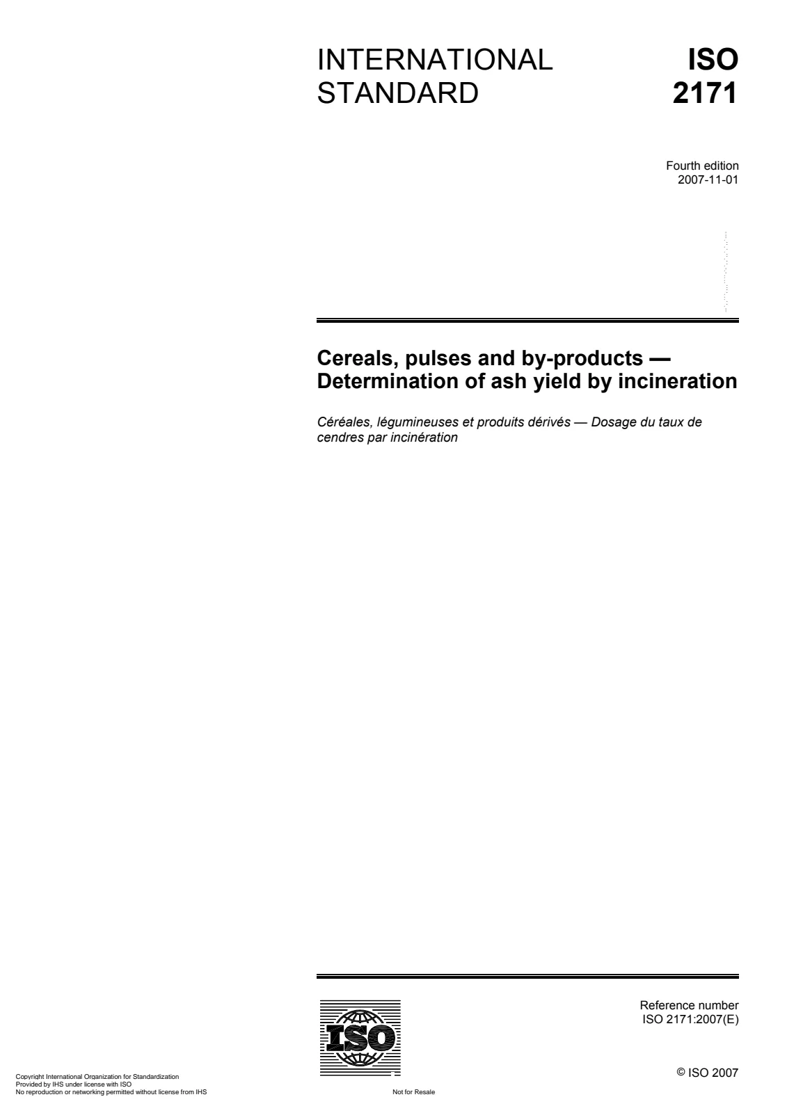 Первая страница стандарта ISO 2171:2007